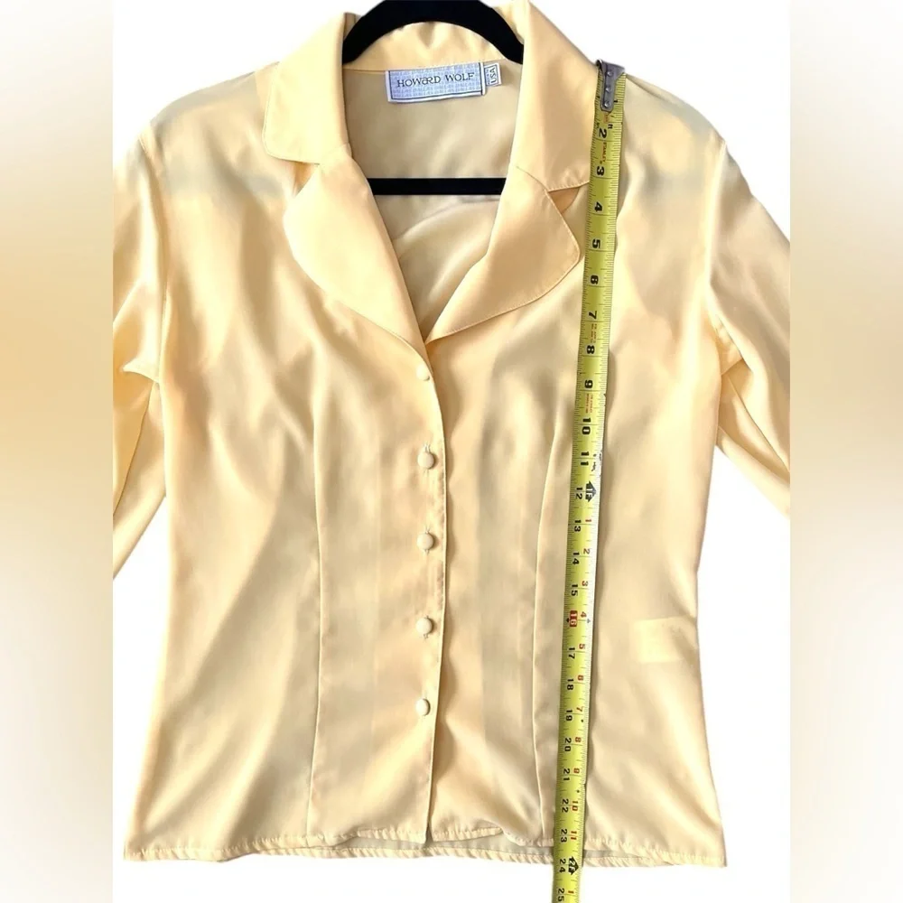 Howard Wolf Vintage Button-Up Blouse – Yellow, Classic Career Shirt, SZ: 2